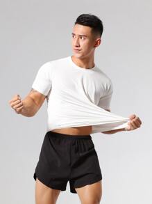 Manfinity Sport Corelite Boyfriend Style Men Striped Print Sports Tee Workout Tops - White - View 3