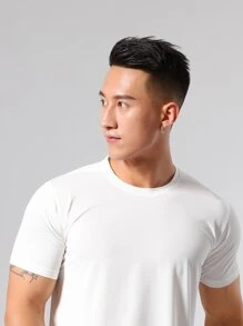 Manfinity Sport Corelite Boyfriend Style Men Striped Print Sports Tee Workout Tops - White - View 8