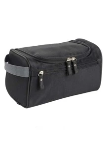 旅行用品 大容量化妆包 尼龙化妆包 可挂式洗漱包 尺寸：25cm*13.5cm*15cm 防水男士盥洗包 盥洗包 夏季旅行必备品 海滩度假 节日学校用品 宿舍必备品 返校 - 黑色 - 查看 2