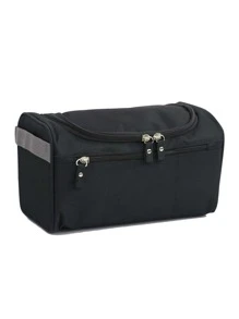 旅行用品 大容量化妆包 尼龙化妆包 可挂式洗漱包 尺寸：25cm*13.5cm*15cm 防水男士盥洗包 盥洗包 夏季旅行必备品 海滩度假 节日学校用品 宿舍必备品 返校 - 黑色 - 查看 5