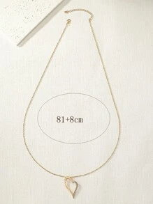 Rhinestone Decor Heart Charm Necklace - Yellow Gold - View 3