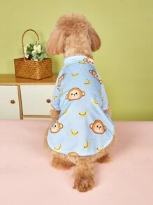 1pc Cartoon Monkey Print Pet Sweatshirt For Cat And Dog For Spring - Multicolor - View 4