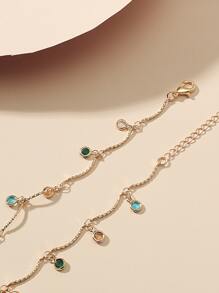 方晶鋯石裝飾項鍊 - 彩色 - 查看 2