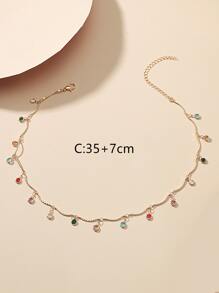 方晶鋯石裝飾項鍊 - 彩色 - 查看 3