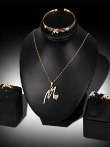 5 cái/bộ Bộ Trang Sức Trang Trí Rhinestone - Vàng - Xem 2