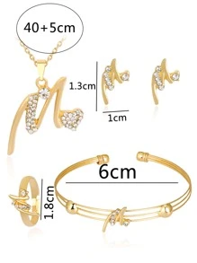 5 cái/bộ Bộ Trang Sức Trang Trí Rhinestone - Vàng - Xem 3