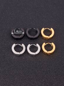3pairs/set Men Minimalist Hoop Earrings Stainless Steel Punk Hip Pop Style