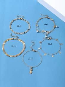 5 cái Đồ trang trí Ngọc Trai giả vòng chân - Vàng - Xem 3