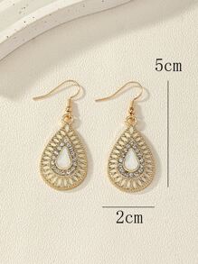 水鑽裝飾水滴形耳墜 - 彩色 - 查看 3