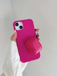 1入組素色手機殼和1入組耳機殼適用於Airpods - 玫紅色 - 查看 2