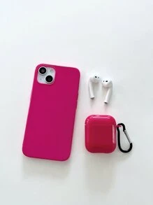 1入組素色手機殼和1入組耳機殼適用於Airpods - 玫紅色 - 查看 5