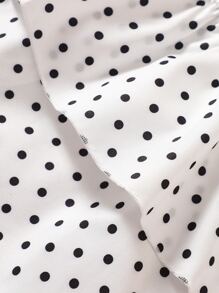 嬰兒翻蓋細節夾克和波點圖案層疊下擺吊帶連衣裙 - 藍白色 - 查看 6