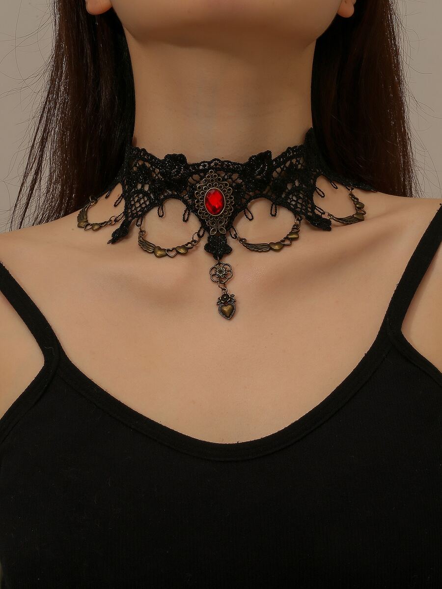 Chain Decor Choker - Black - View 1