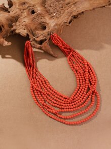 1pc Fashionable Multi-Layered Industrial Necklace - Orange - View 1