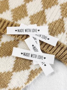 20pcs Slogan Graphic DIY Label, Modern Clothes Label For Sewing - White - View 1