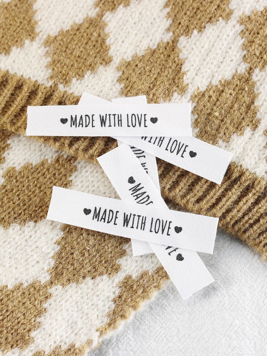 20pcs Slogan Graphic DIY Label, Modern Clothes Label For Sewing - White - View 1