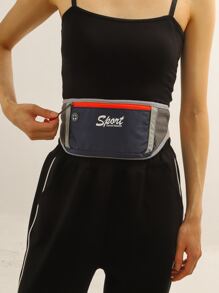 Riñonera con estampado de letra ojal de auriculares - azul real - Ver 1