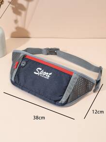 Riñonera con estampado de letra ojal de auriculares - azul real - Ver 3