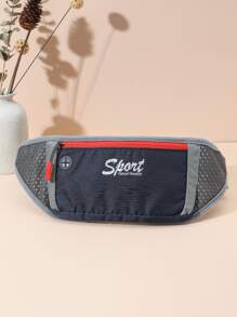 Riñonera con estampado de letra ojal de auriculares - azul real - Ver 4