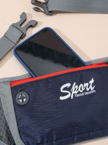 Riñonera con estampado de letra ojal de auriculares - azul real - Ver 5