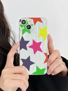 Star Pattern Clear Phone Case - Multicolor - View 1