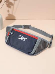 Riñonera con estampado de letra ojal de auriculares - azul real - Ver 6