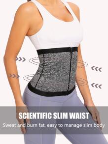 1pc PU Sports Waist Belt Shapewear Waist Trainer Corset Gym Accessories Belly Slimming Girdles, Lumbar Girdles Belly Slimming Corset - Grey - View 3