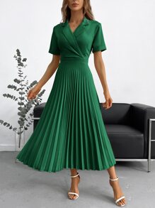 Aveloria Modichic Cổ áo Viền xếp Đầm Trang phục làm việc - màu xanh lá - Xem 1