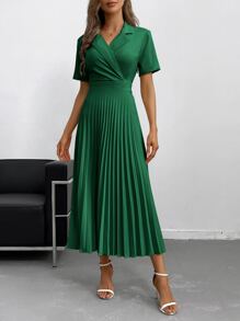 Aveloria Modichic Cổ áo Viền xếp Đầm Trang phục làm việc - màu xanh lá - Xem 3