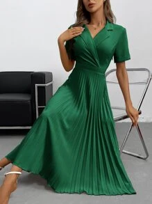 Aveloria Modichic Cổ áo Viền xếp Đầm Trang phục làm việc - màu xanh lá - Xem 4