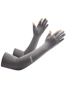 1 par Guantes protección solar ciclista con manga de brazo - Gris - Ver 1