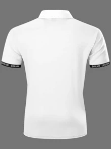 Manfinity Homme Men Colourblock Letter Graphic Half Zip Polo Shirt - Multicolor - View 2