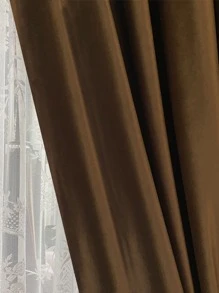 1入組素色流蘇裝飾遮光索眼窗簾 - 咖啡棕 - 查看 6