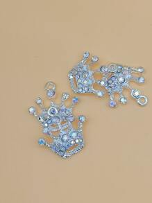 4 cái Rhinestone Crown DIY Mặt dây chuyền - Bạc - Xem 3