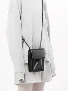 Minimalist Square Bag Mini Flap Black - Black - View 9