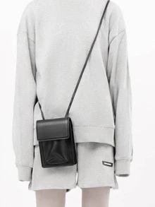 Minimalist Square Bag Mini Flap Black - Black - View 10