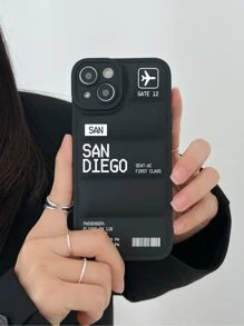 1入組帶有字母印花的羽絨夾克設計手機殼，相機精憲孔，與iPhone兼容 - 彩色 - 查看 1