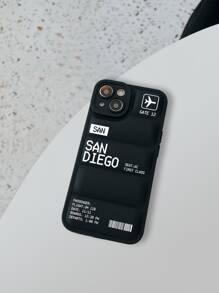 1入組帶有字母印花的羽絨夾克設計手機殼，相機精憲孔，與iPhone兼容 - 彩色 - 查看 3