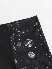 Boys Astronaut & Letter Graphic Swim Shorts - Black - View 3