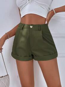 Chiquease 高腰卷邊闊腿短褲