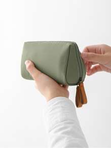 1pc Mini Makeup Storage Bag, Simple Green Portable Storage Bag For Cosmetic, Makeup Brush Storage, Home, Travel - Green - View 6