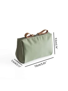 1pc Mini Makeup Storage Bag, Simple Green Portable Storage Bag For Cosmetic, Makeup Brush Storage, Home, Travel - Green - View 2