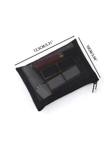 1 cái Công cụ tổ chức lưới dây kéo màu đen, Công cụ tổ chức mỹ phẩm ngoài trời mini Polyamide - màu đen - Xem 2