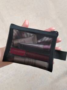 1 cái Công cụ tổ chức lưới dây kéo màu đen, Công cụ tổ chức mỹ phẩm ngoài trời mini Polyamide - màu đen - Xem 3