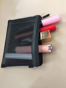 1 cái Công cụ tổ chức lưới dây kéo màu đen, Công cụ tổ chức mỹ phẩm ngoài trời mini Polyamide - màu đen - Xem 4