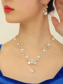 3入組水鑽和人造珍珠裝飾首飾套裝 - 金黃色 - 查看 1