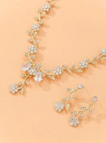 3入組水鑽和人造珍珠裝飾首飾套裝 - 金黃色 - 查看 2