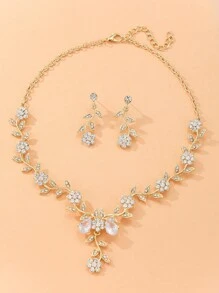 3入組水鑽和人造珍珠裝飾首飾套裝 - 金黃色 - 查看 4