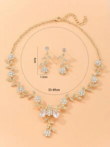 3入組水鑽和人造珍珠裝飾首飾套裝 - 金黃色 - 查看 5