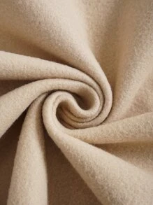 SHEIN EZwear 字母圖案拉鏈開襟落肩袖抽繩加絨內裏連帽衫和短褲 - 卡其色 - 查看 7